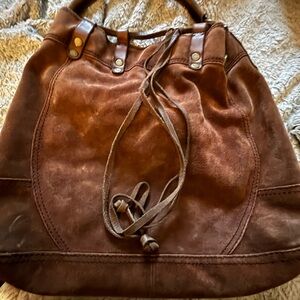 Lucky Brand Rich Brown Suede Hobo Bag